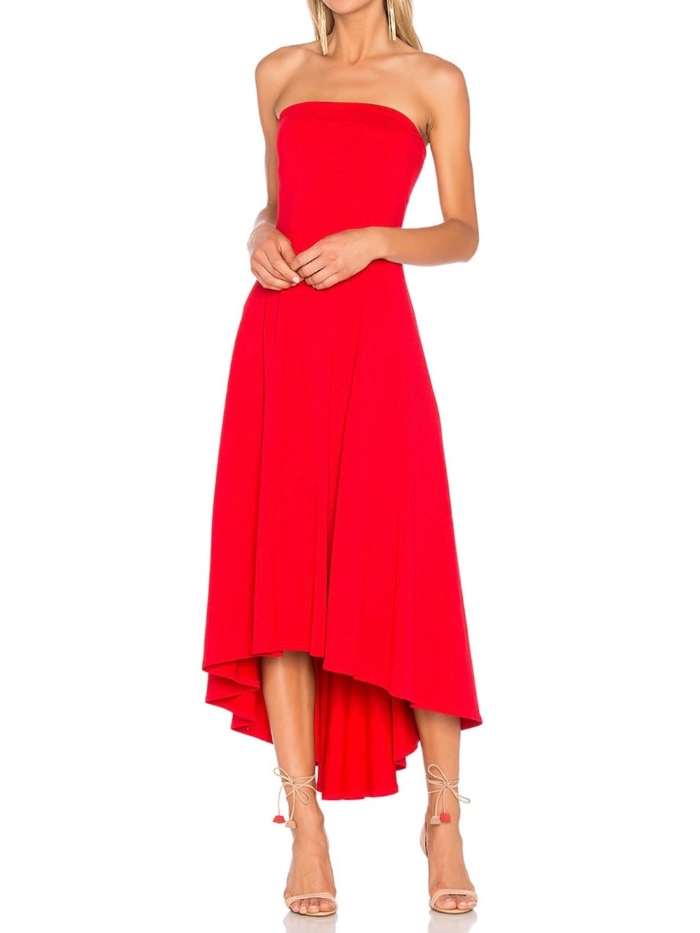 Susana Monaco Strapless High-Low Dress in Bright Red